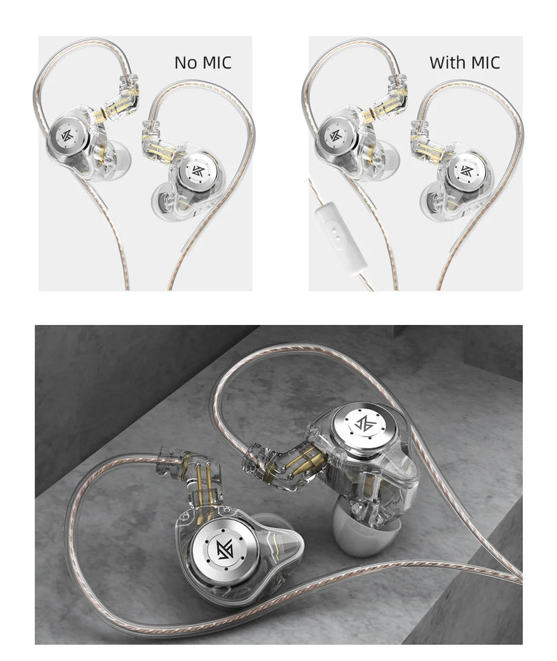 Fones de ouvido dinâmicos KZ EDX PRO, ultra-auriculares com monitor de graves HIFI e cancelamento de ruído