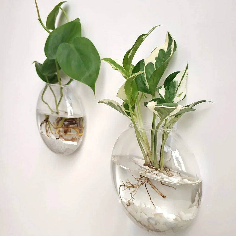 Pacote com 2/4/6 terrários de vidro para pendurar na parede - hidropônico para decoração de casa redondo feito à mão