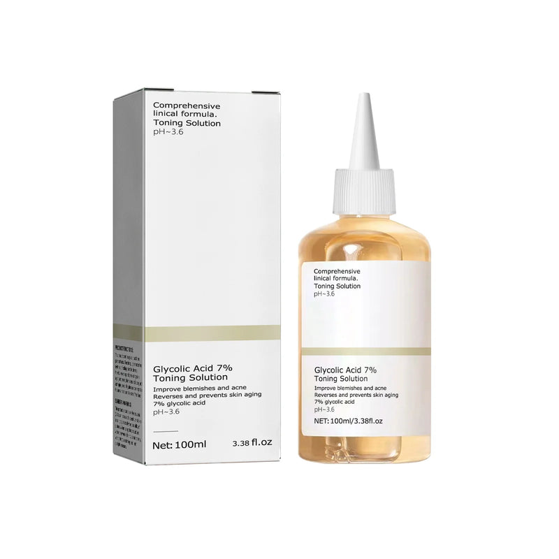 Solução tonificante de ácido glicólico 7% 100ml para remover acne e hidratar a pele,