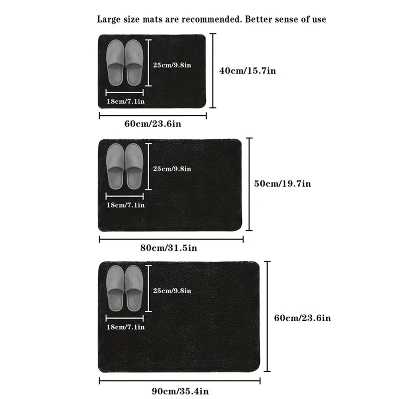 Tapete de banheiro antiderrapante 3D, para banheiro de paralelepípedos com relevo laváveis em máquina, secagem rápida