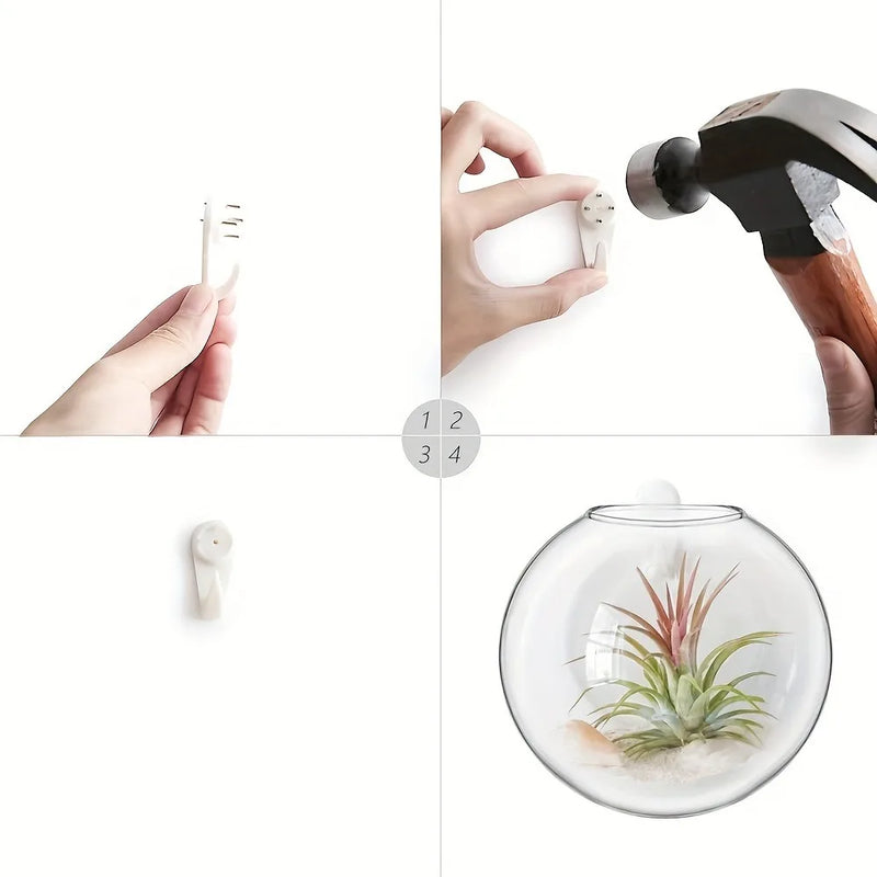 Pacote com 2/4/6 terrários de vidro para pendurar na parede - hidropônico para decoração de casa redondo feito à mão