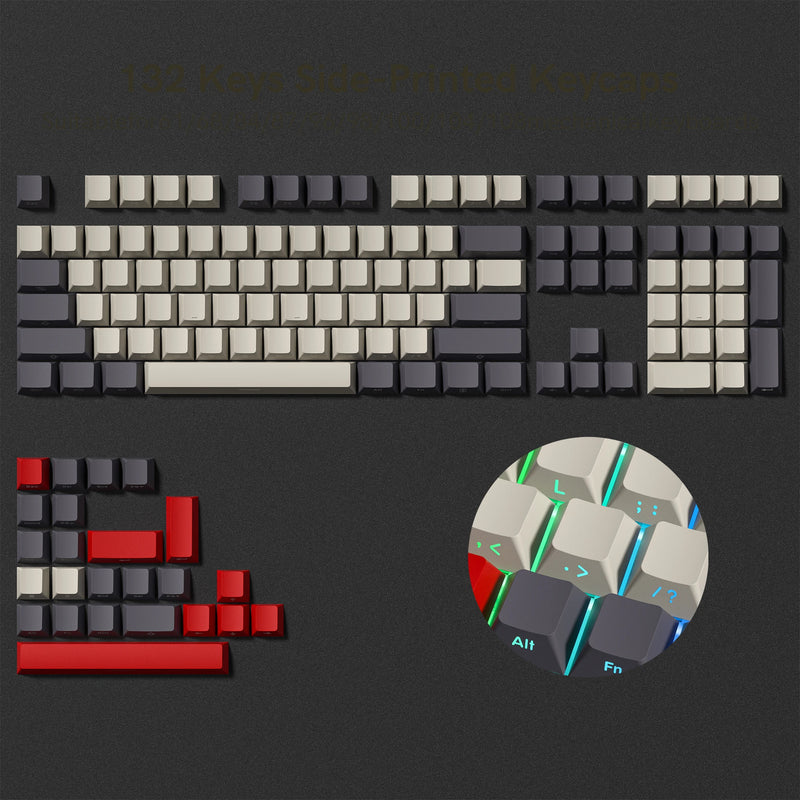 Teclas impressas com gradiente azul lateral, perfil cereja, teclas PBT de injeção dupla, 136 teclas  gamer
