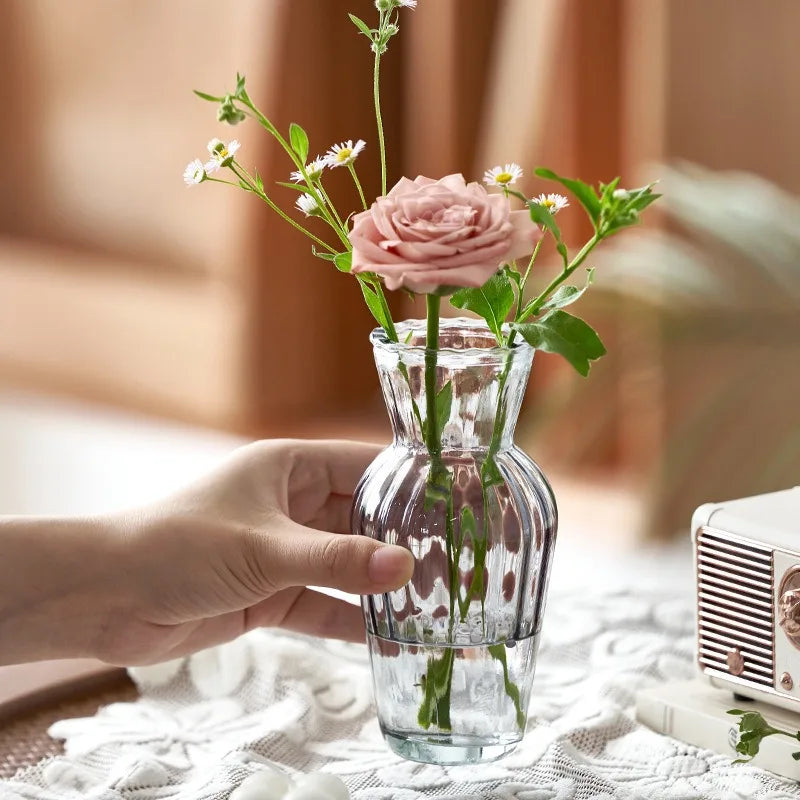 Vaso de vidro esculpido à mão - Plantador hidropônico para decoração de casa/escritório, mini presente