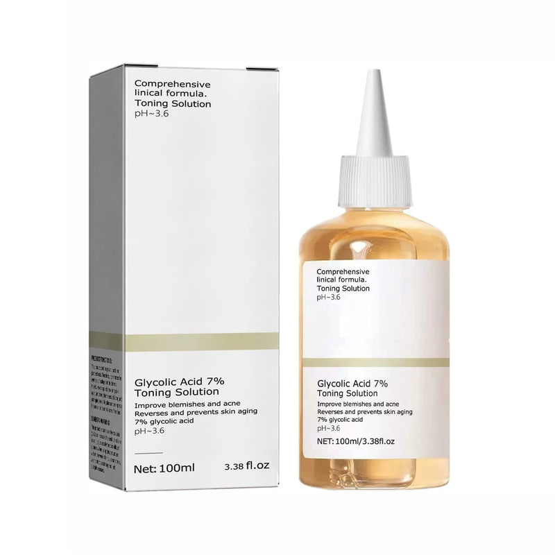 Solução tonificante de ácido glicólico 7% 100ml para remover acne e hidratar a pele,